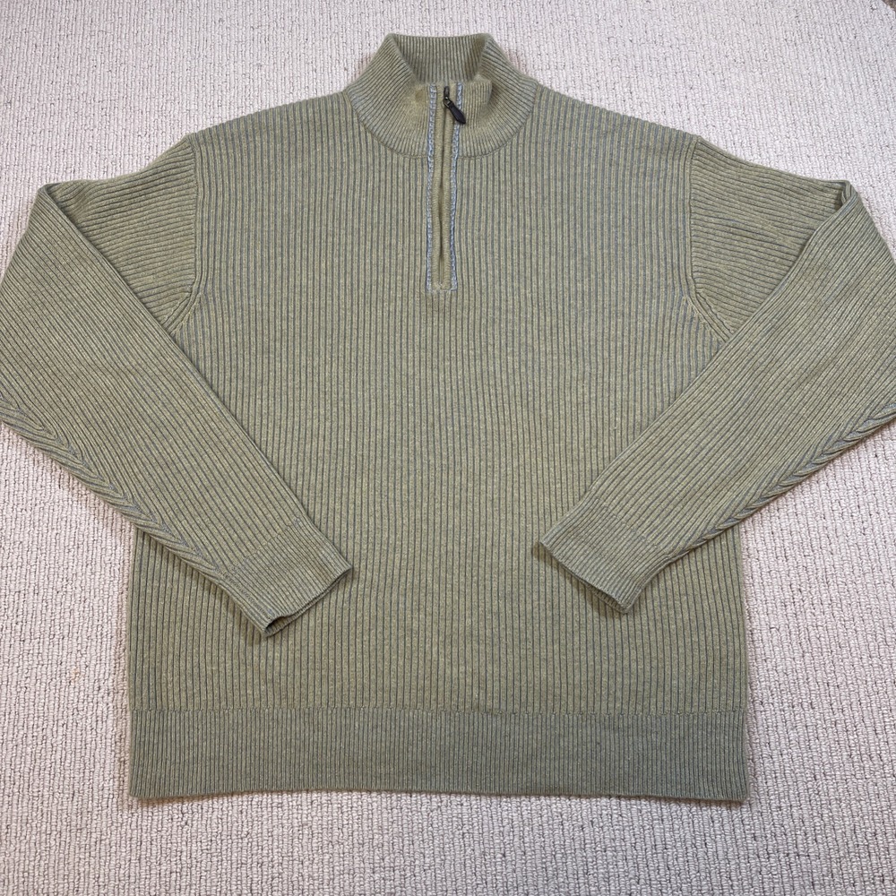 Robert Talbott Best Of Class Sweater Mens Large Cashmere Wool 1/4 Zip Mock Neck